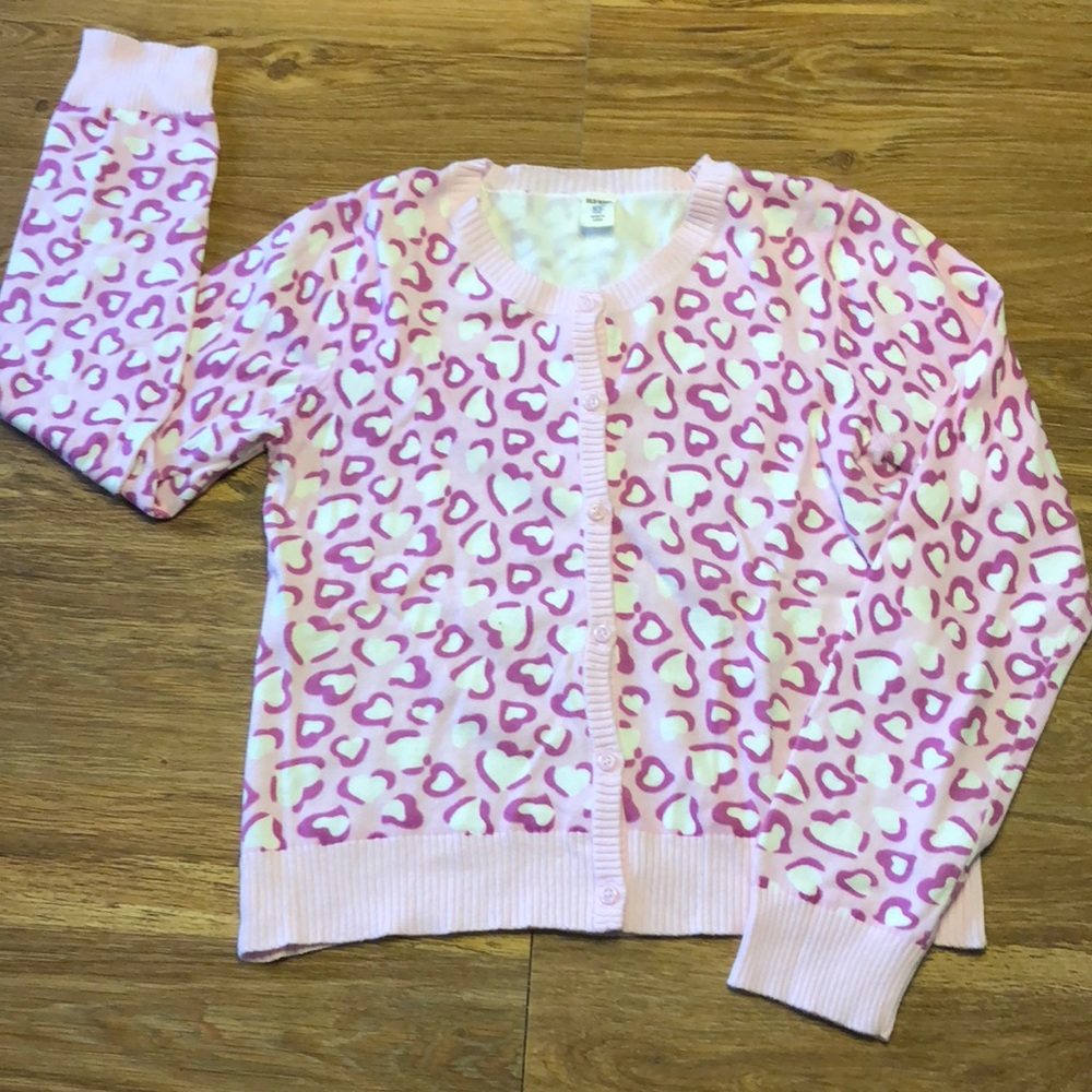 Darling girls heart-shaped leopard print cardigan